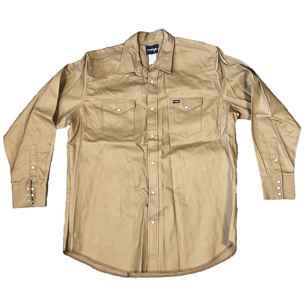 Wrangler Western Snap Shirt 2XT Tall Men's Brown Pearl Snap Long Sleeve